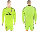 2017-18 AC Milan Fluorescent Green Goalkeeper Long Sleeve Soccer Jersey
