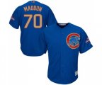 Chicago Cubs #70 Joe Maddon Authentic Royal Blue 2017 Gold Champion Cool Base Baseball Jersey