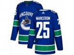 Vancouver Canucks #25 Jacob Markstrom Blue Home Authentic Stitched NHL Jersey