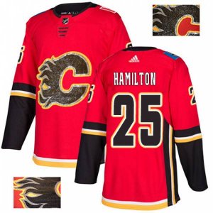 Calgary Flames #25 Freddie Hamilton Authentic Red Fashion Gold NHL Jersey