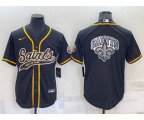 New Orleans Saints Black Team Big Logo With Patch Cool Base Stitched Baseball Jersey