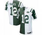 New York Jets #12 Joe Namath Elite Green White Split Fashion Football Jersey
