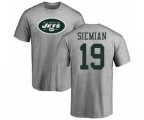 New York Jets #19 Trevor Siemian Ash Name & Number Logo T-Shirt