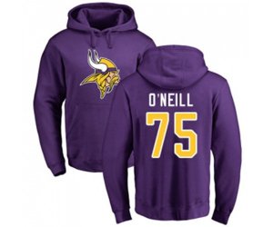 Minnesota Vikings #75 Brian O\'Neill Purple Name & Number Logo Pullover Hoodie