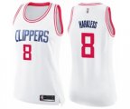 Women's Los Angeles Clippers #8 Moe Harkless Swingman White Pink Fashion Basketball Jersey