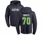 Seattle Seahawks #70 Mike Iupati Navy Blue Name & Number Logo Pullover Hoodie