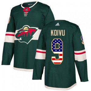 Minnesota Wild #9 Mikko Koivu Authentic Green USA Flag Fashion NHL Jersey