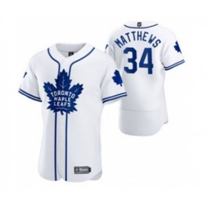 Toronto Maple Leafs #34 Auston Matthews 2020 Hockey x Baseball Crossover Edition Jersey White