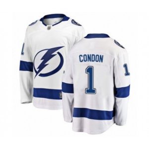 Tampa Bay Lightning #1 Mike Condon Fanatics Branded White Away Breakaway Hockey Jersey