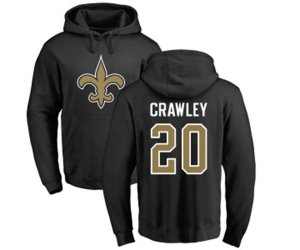 New Orleans Saints #20 Ken Crawley Black Name & Number Logo Pullover Hoodie