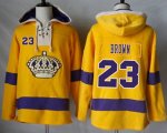 Los Angeles Kings #23 Dustin Brown Gold Sawyer Hooded Sweatshirt Stitched NHL Jersey