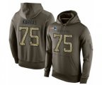 New England Patriots #75 Ted Karras Green Salute To Service Men's Pullover Hoodie