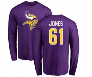 Minnesota Vikings #61 Brett Jones Purple Name & Number Logo Long Sleeve T-Shirt