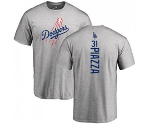 Los Angeles Dodgers #31 Mike Piazza Ash Backer T-Shirt