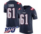 New England Patriots #61 Marcus Cannon Limited Navy Blue Rush Vapor Untouchable 100th Season Football Jersey