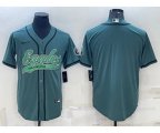 Philadelphia Eagles Blank Green With Patch Cool Base Stitched Baseball Jersey