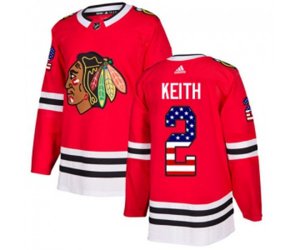 Chicago Blackhawks #2 Duncan Keith Authentic Red USA Flag Fashion NHL Jersey