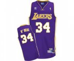 Los Angeles Lakers #34 Shaquille O'Neal Authentic Purple Throwback Basketball Jerseys