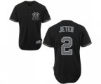 New York Yankees #2 Derek Jeter Replica Black Fashion Baseball Jersey