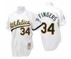 Oakland Athletics #34 Rollie Fingers Replica White Throwback Baseball Jersey