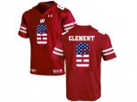 2016 US Flag Fashion-2016 Men's UA Wisconsin Badgers Corey Clement #6 College Football Jersey - Red