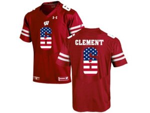 2016 US Flag Fashion-2016 Men\'s UA Wisconsin Badgers Corey Clement #6 College Football Jersey - Red