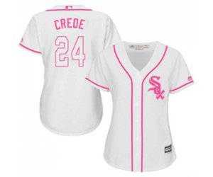 Women\'s Chicago White Sox #24 Joe Crede Replica White Fashion Cool Base Baseball Jersey
