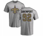 New Orleans Saints #92 Marcus Davenport Ash Name & Number Logo T-Shirt