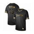 Atlanta Braves #49 Julio Teheran Authentic Black Gold Fashion Baseball Jersey