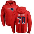 New England Patriots #70 Adam Butler Red Name & Number Logo Pullover Hoodie