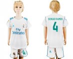 2017-18 Real Madrid 4 SERGIO RAMOS Home Youth Soccer Jersey