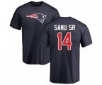 New England Patriots #14 Mohamed Sanu Sr Navy Blue Name & Number Logo T-Shirt