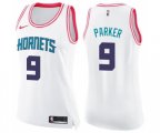 Women's Charlotte Hornets #9 Tony Parker Swingman White Pink Fashion Basketball Jersey
