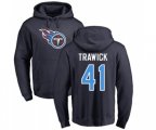 Tennessee Titans #41 Brynden Trawick Navy Blue Name & Number Logo Pullover Hoodie