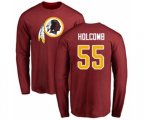 Washington Redskins #55 Cole Holcomb Maroon Name & Number Logo Long Sleeve T-Shirt