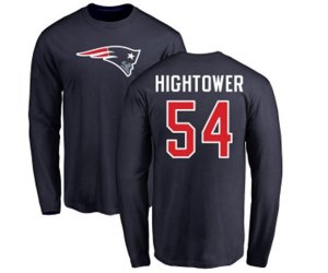 New England Patriots #54 Dont\'a Hightower Navy Blue Name & Number Logo Long Sleeve T-Shirt