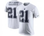 Dallas Cowboys #21 Ezekiel Elliott White Rush Pride Name & Number T-Shirt