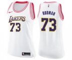 Women's Los Angeles Lakers #73 Dennis Rodman Swingman White Pink Fashion Basketball Jersey