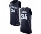 Memphis Grizzlies #34 Brandan Wright Authentic Navy Blue Road Basketball Jersey - Icon Edition