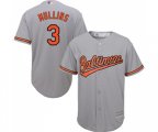 Baltimore Orioles #3 Cedric Mullins Replica Grey Road Cool Base Baseball Jersey