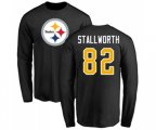 Pittsburgh Steelers #82 John Stallworth Black Name & Number Logo Long Sleeve T-Shirt