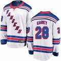 New York Rangers #28 Paul Carey Fanatics Branded White Away Breakaway NHL Jersey