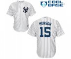 New York Yankees #15 Thurman Munson Replica White Home Baseball Jersey