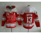 Detroit Red Wings #13 Pavel Datsyuk Red-Cream Pullover Hooded