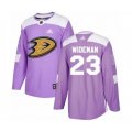 Anaheim Ducks #23 Chris Wideman Authentic Purple Fights Cancer Practice Hockey Jerseys