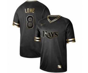 Tampa Bay Rays #8 Brandon Lowe Authentic Black Gold Fashion Baseball Jersey