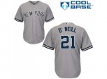 New York Yankees #21 Paul O'Neill Authentic Grey Road MLB Jersey