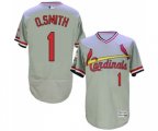 St. Louis Cardinals #1 Ozzie Smith Grey Flexbase Authentic Collection Cooperstown Baseball Jersey