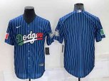 Los Angeles Dodgers Blank Navy Blue Pinstripe Mexico 2020 World Series Cool Base Nike Jersey