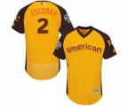 Kansas City Royals #2 Alcides Escobar Yellow 2016 All-Star American League BP Authentic Collection Flex Base Baseball Jersey